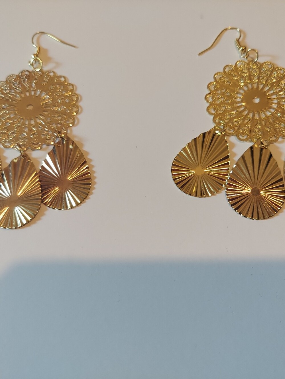 Gold Filigree Teardrop Dangle Earrings - Elegant Women's Jewelry